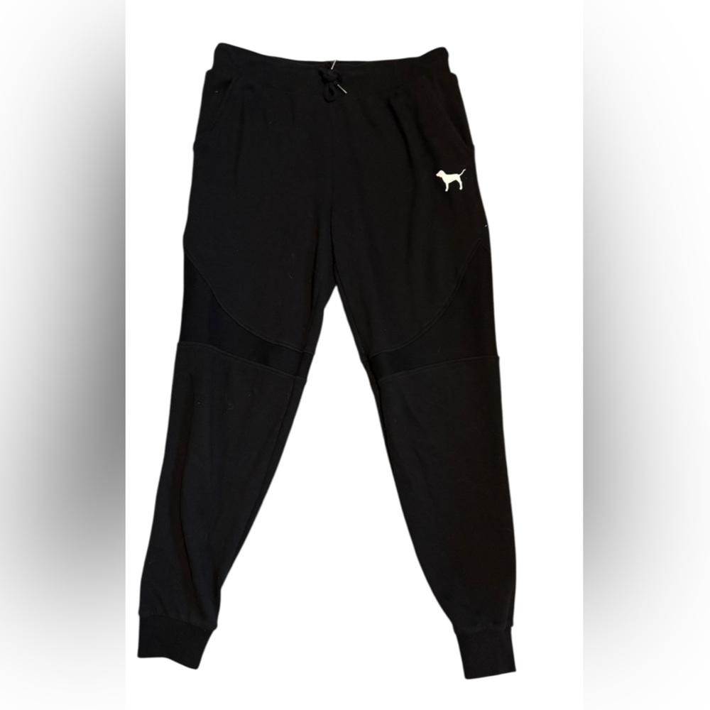 Victoria’s Secret PINK Black Joggers Medium Ribbed Panel Y2K Sweatpants